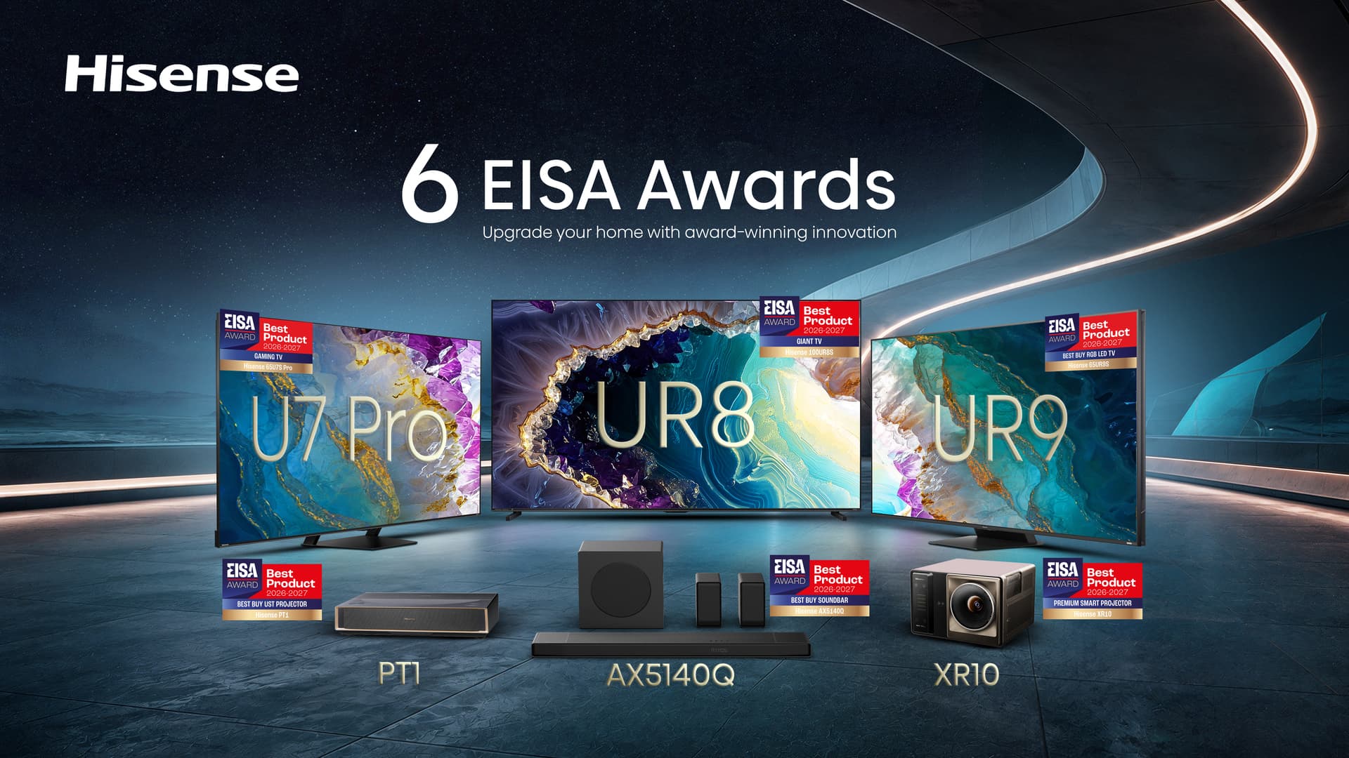 Šest EISA priznanja za Hisense ove godine: Televizori, laserski projektori i soundbar