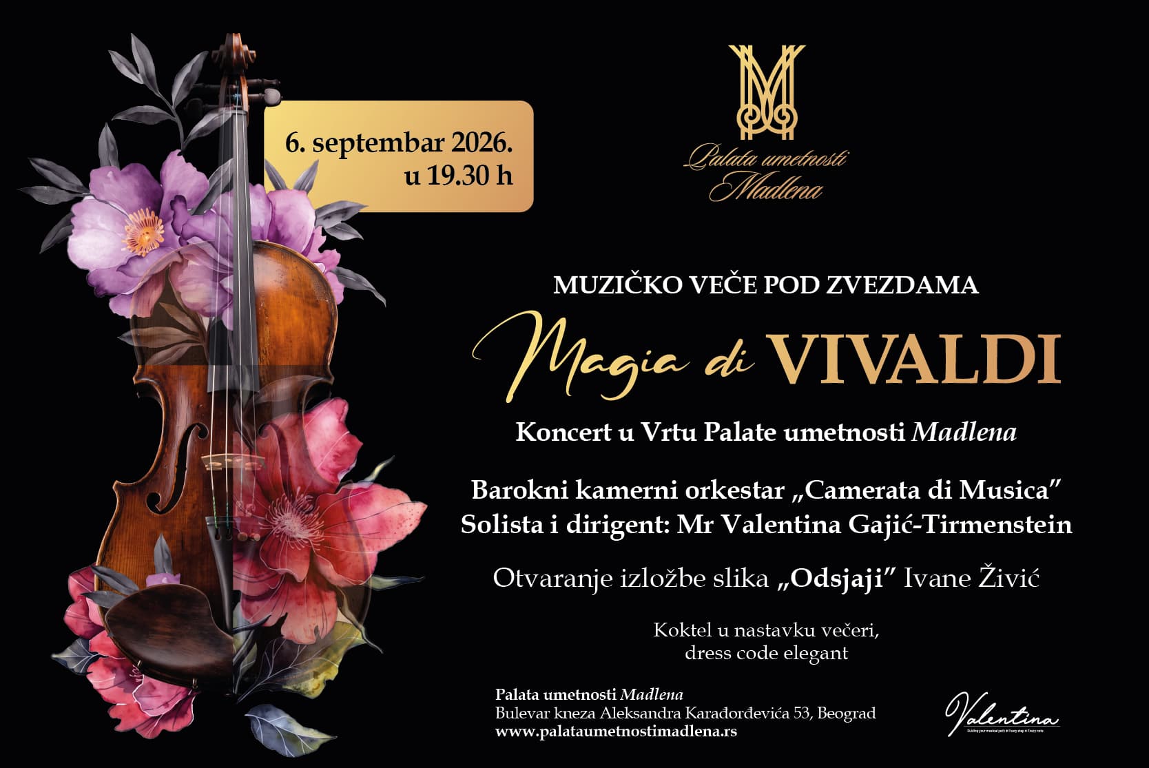 Pod zvezdanim nebom Palate umetnosti Madlena – četvrta godišnjica uz Vivaldija
