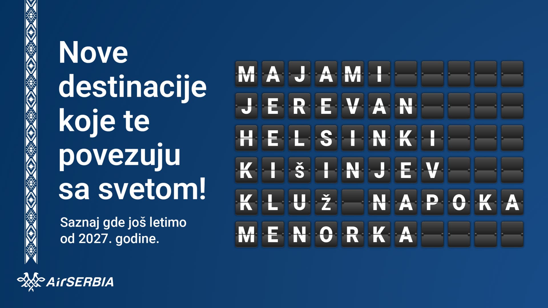 Er Srbija uvodi šest novih destinacija u 2027. godini, među njima i Majami