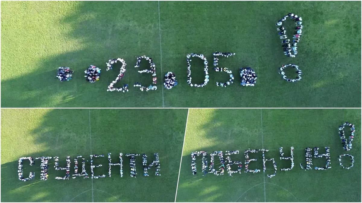 (VIDEO) Kreativna podrška iz Kragujevca: Telima ispisali "studenti pobeđuju", poruka vidljiva iz vazduha
