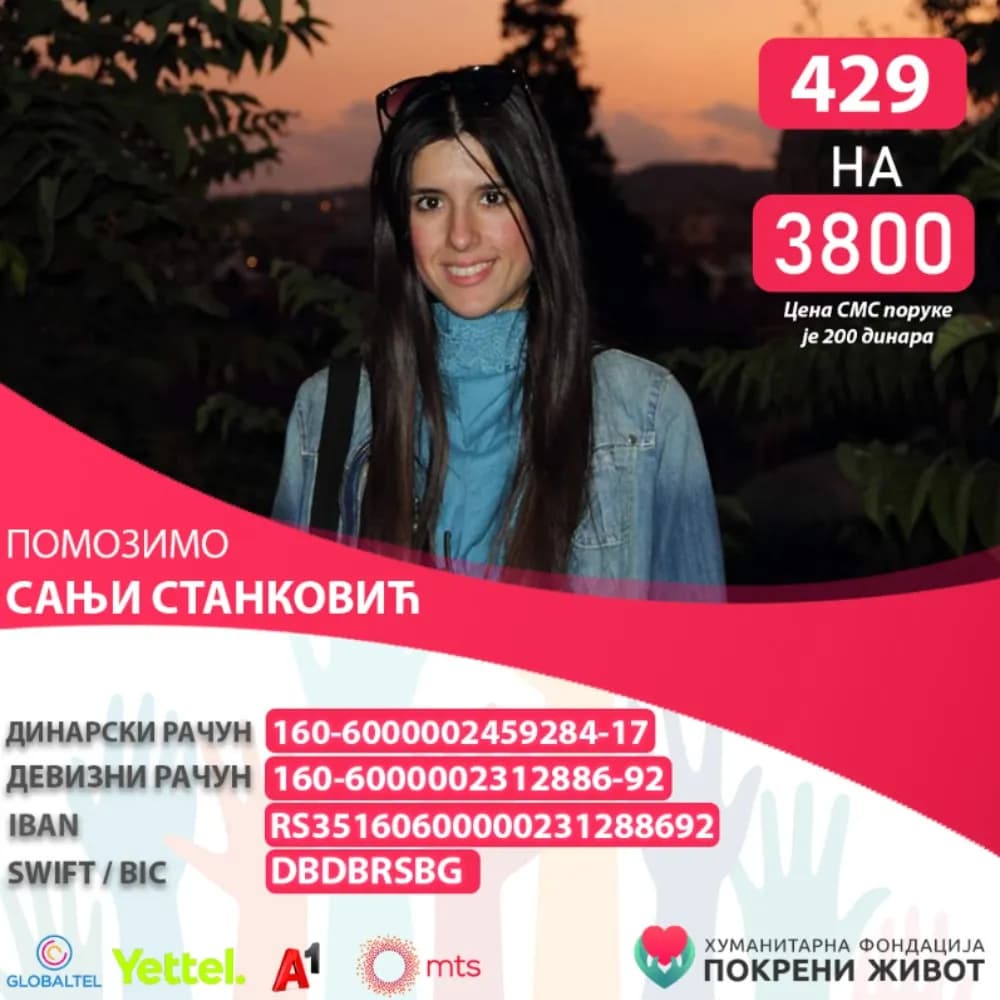 U četvrtak humanitarni koncert u Studentskom gradu za alumnistkinju FMU Sanju Stanković