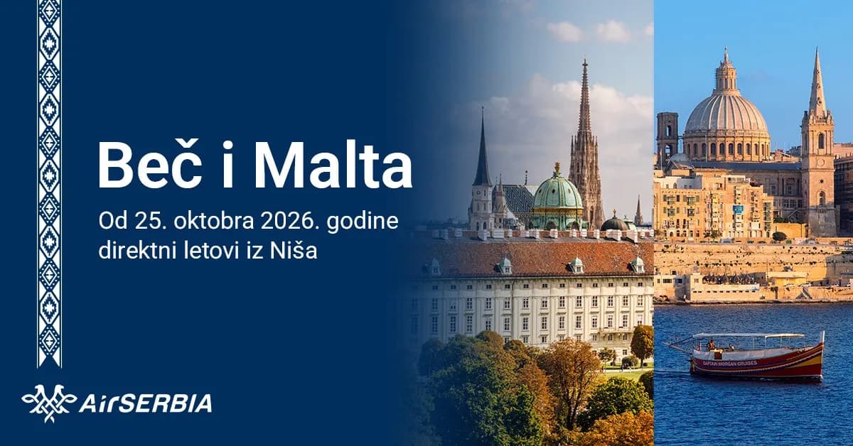 Er Srbija će od oktobra direktno leteti iz Niša ka Beču i Malti