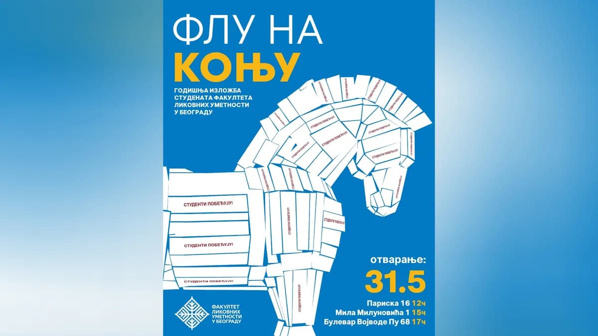 Posle Slavije Trojanski konj s porukom - "Studenti pobeđuju" na izložbi "FLU na Konju"