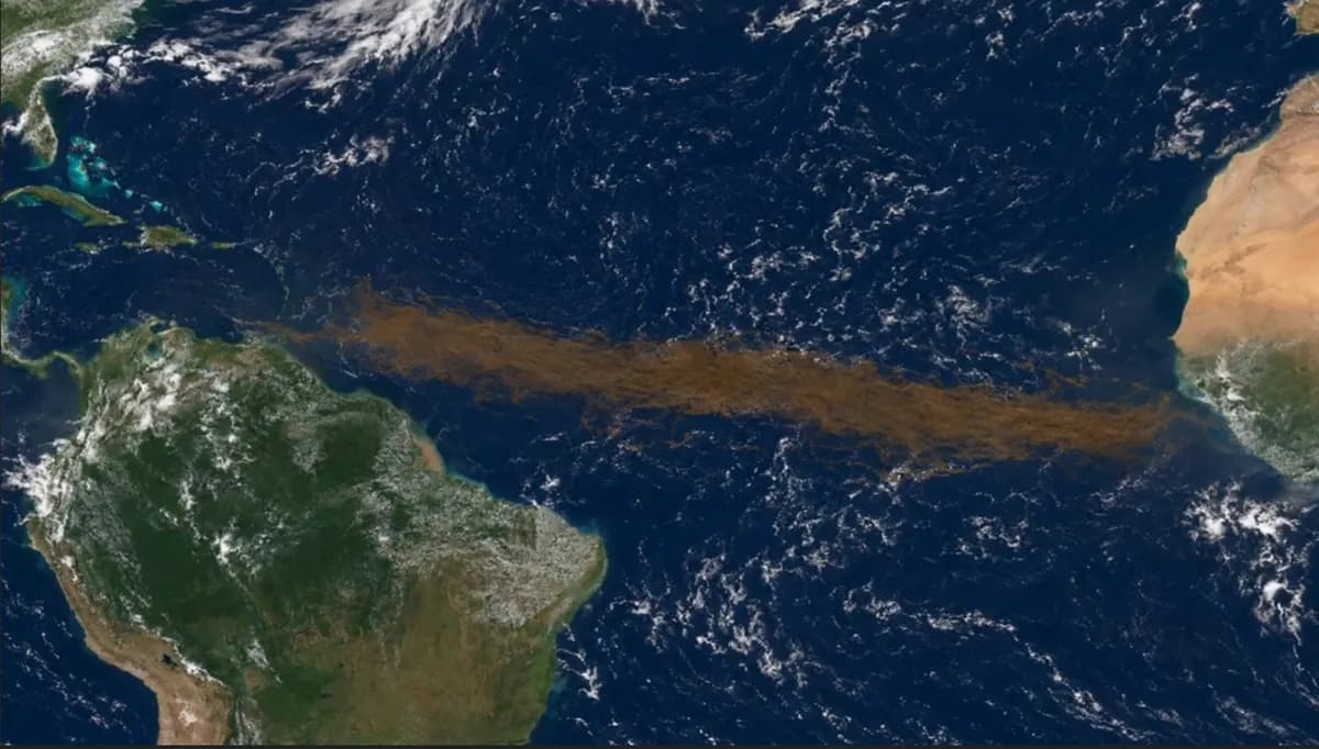 Džinovska mrlja između Afrike i Amerike koja se vidi iz svemira - dugačka 8.850 km i teška 37,5 miliona tona - nije zagađenje