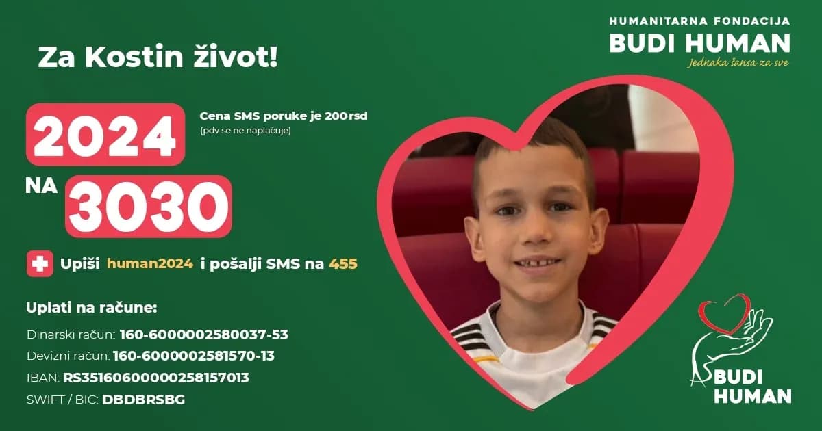 Pomozimo Kosti da ozdravi: SMS 2024 na 3030